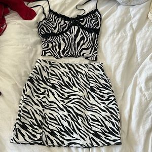 zebra print skirt and top with lace